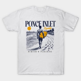 Vintage Surfing Ponce Inlet, Florida // Retro Surfer Sketch // Surfer's Paradise T-Shirt